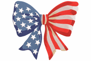 American Flag Bow Embroidery Design