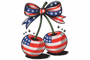 American Flag Cherries Embroidery Design