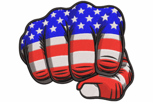 American Flag Fist Embroidery Design