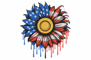American Flag Sunflower Embroidery Design