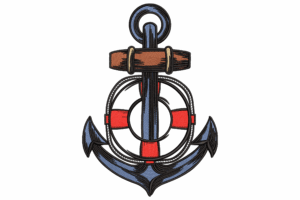 Anchor with Lifebuoy Embroidery Design