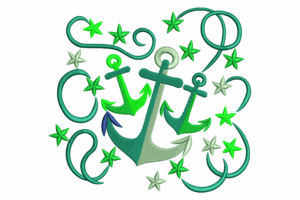 Anchors and Stars Embroidery Design