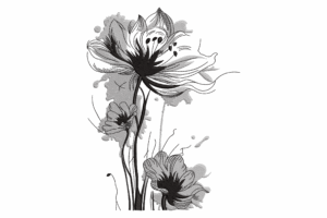 Artistic Black & Gray Floral Embroidery Design