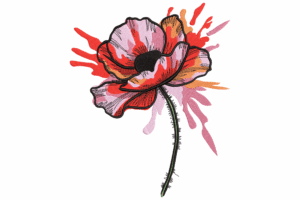 Artistic Poppy Flower Embroidery Design