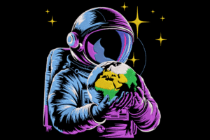 Astronaut Holding Earth Embroidery Design