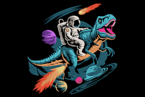 Astronaut Riding Dinosaur Embroidery Design