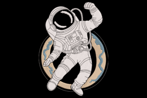 Astronaut with Planet Background Embroidery Design