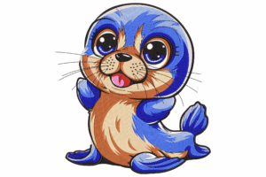 Baby Seal Embroidery Design