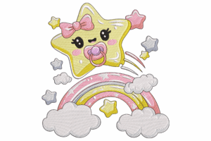 Baby Star Rainbow Embroidery Design