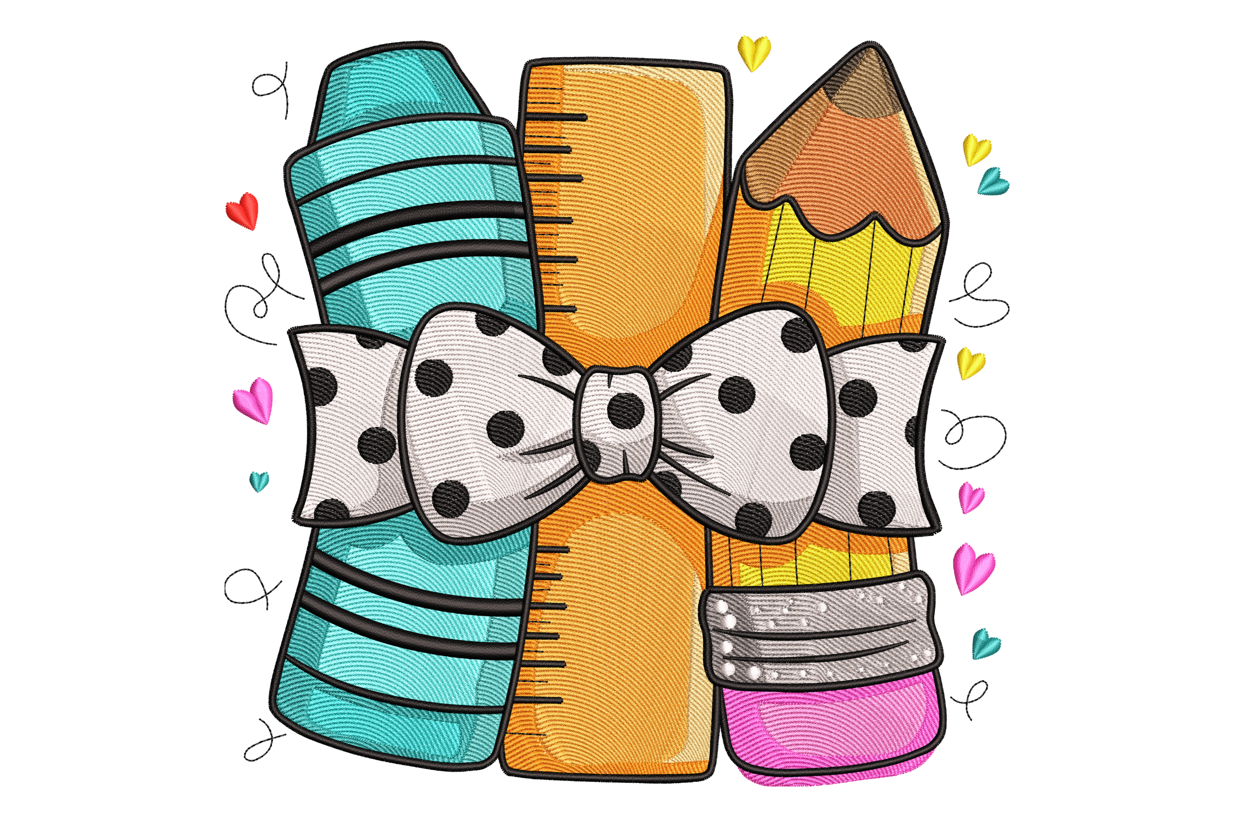 Back to School Bow Embroidery Design