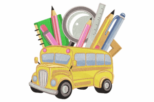 Back to School Bus Embroidery Design