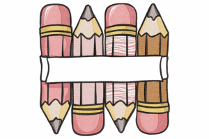 Back to School Pencil Frame Embroidery Design