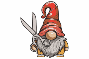 Barber Gnome Embroidery Design
