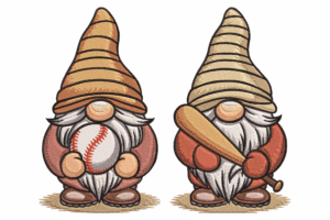 Baseball Gnome Duo Embroidery Design