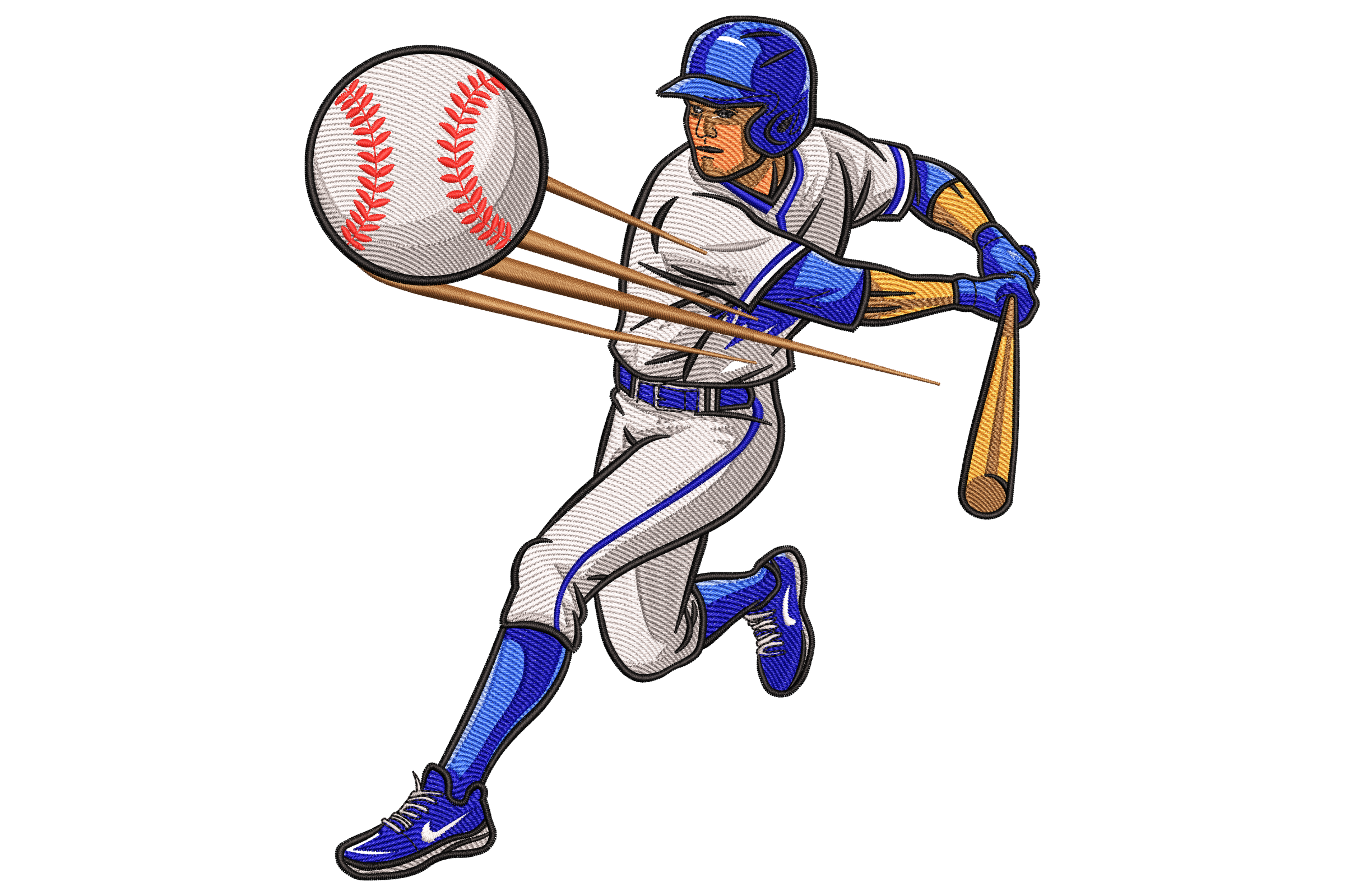 Baseball Player Embroidery Design