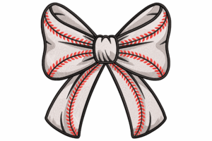 Baseball Stitch Bow Embroidery Design