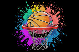Basketball Hoop Splash Embroidery Design