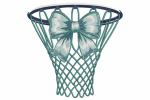 Basketball Hoop with Bow Embroidery Design