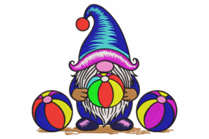 Beach Ball Gnome Embroidery Design