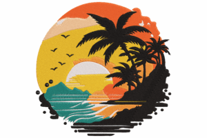 Beach Sunset Machine Embroidery Design