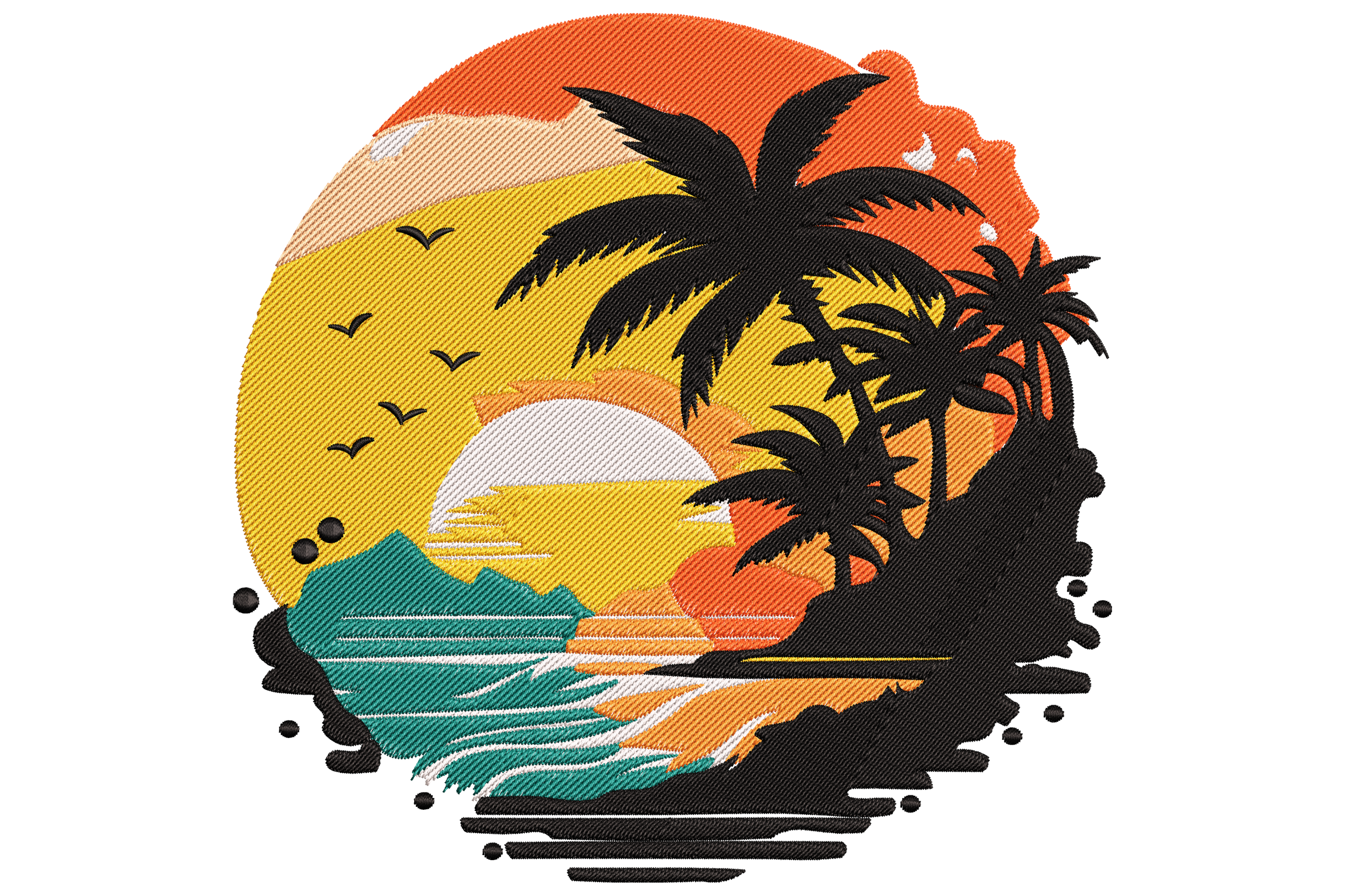 Beach Sunset Machine Embroidery Design