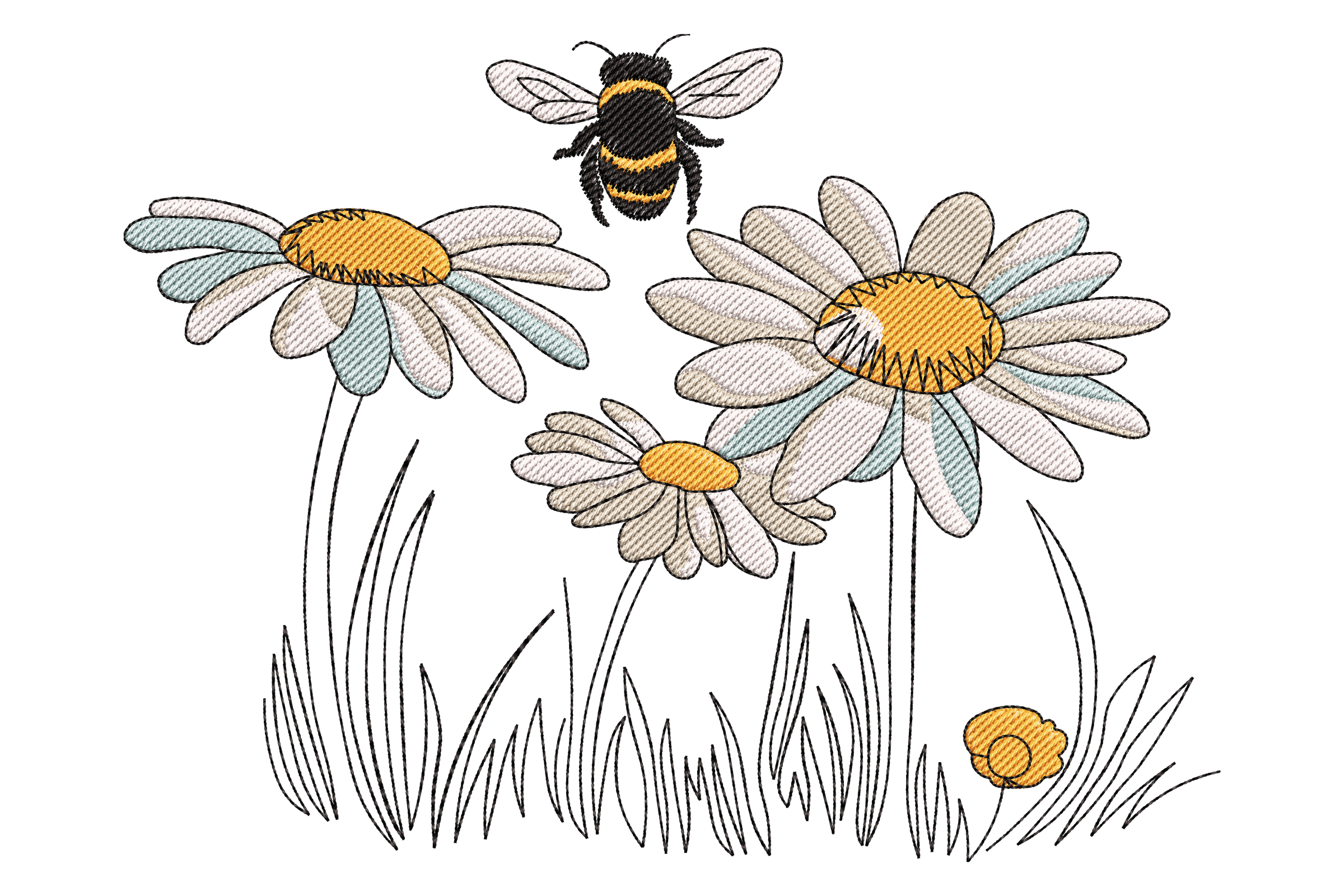 Bee and Daisy Garden Embroidery Design