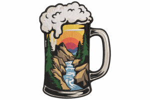 Beer Mug Nature Landscape Embroidery Design