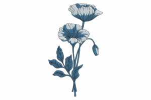 Blue Bloom Trio Embroidery Design