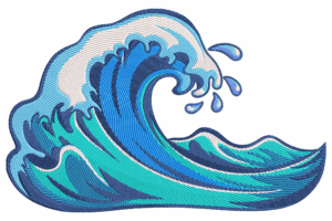 Blue Ocean Wave Embroidery Design