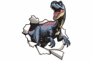 Blue Raptor Dinosaur Embroidery Design