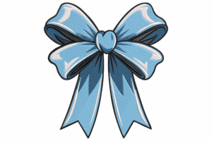 Blue Ribbon Bow Embroidery Design