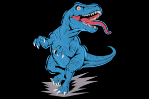 Blue T-Rex Embroidery Design