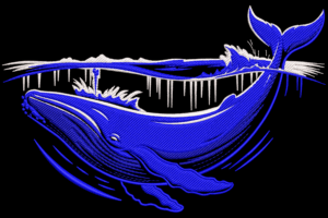 Blue Whale in Ocean Embroidery Design