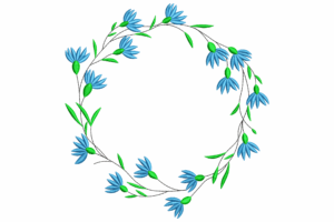 Blue Wildflower Wreath Embroidery Design