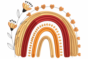 Boho Floral Rainbow Embroidery Design