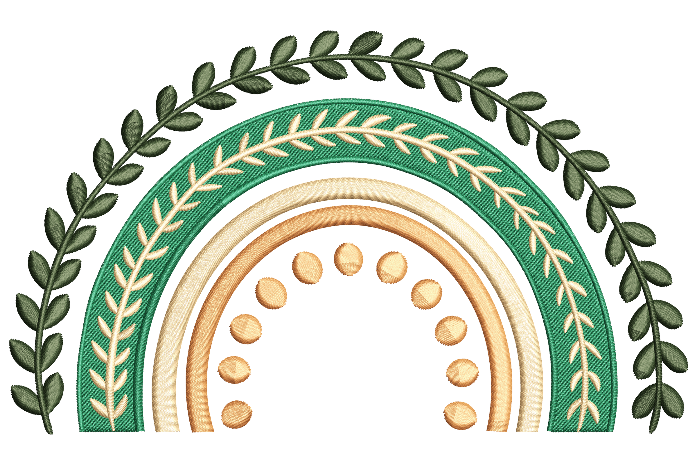 Boho Rainbow with Leaf Arches Embroidery Design