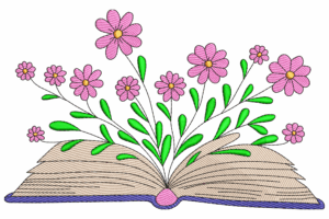 Book with Flowers Embroidery Design