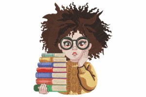 Bookish Girl Embroidery Design