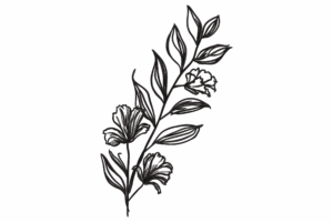 Botanical Branch with Blooms Embroidery Design