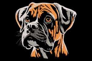 Boxer Dog Face Embroidery Design