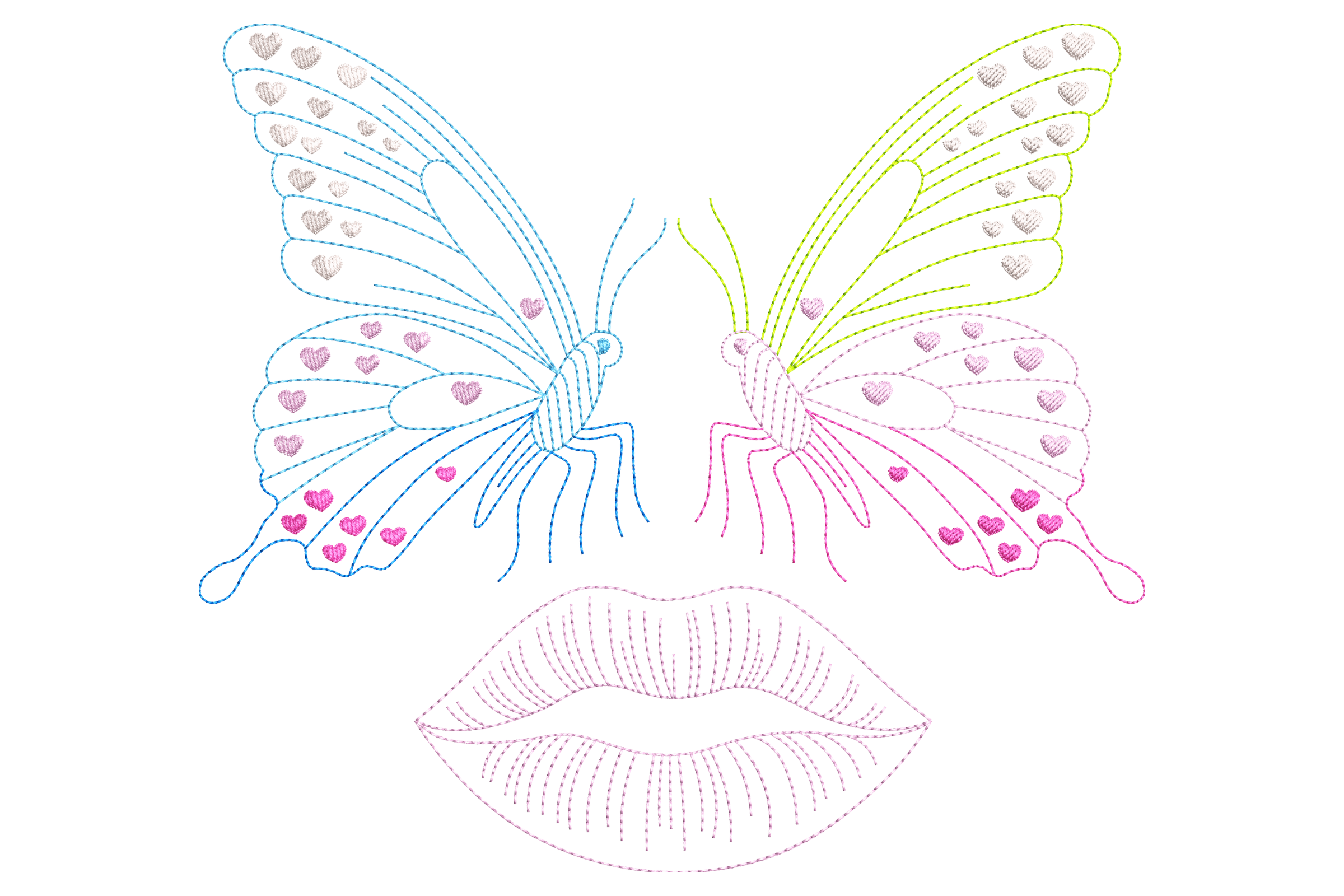 Butterfly Kiss Embroidery Design - Sweet & Whimsical