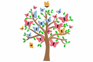 Butterfly Tree Embroidery Design