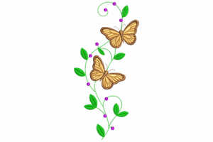 Butterfly and Floral Vine Machine Embroidery Design