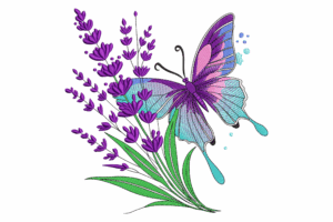 Butterfly with Lavender Embroidery Design