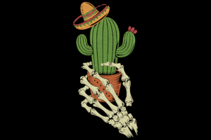 Cactus and Skeleton Hand Embroidery Design