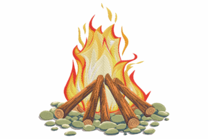 Campfire Flame Embroidery Design