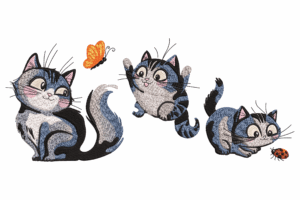 Cartoon Kittens Embroidery Design
