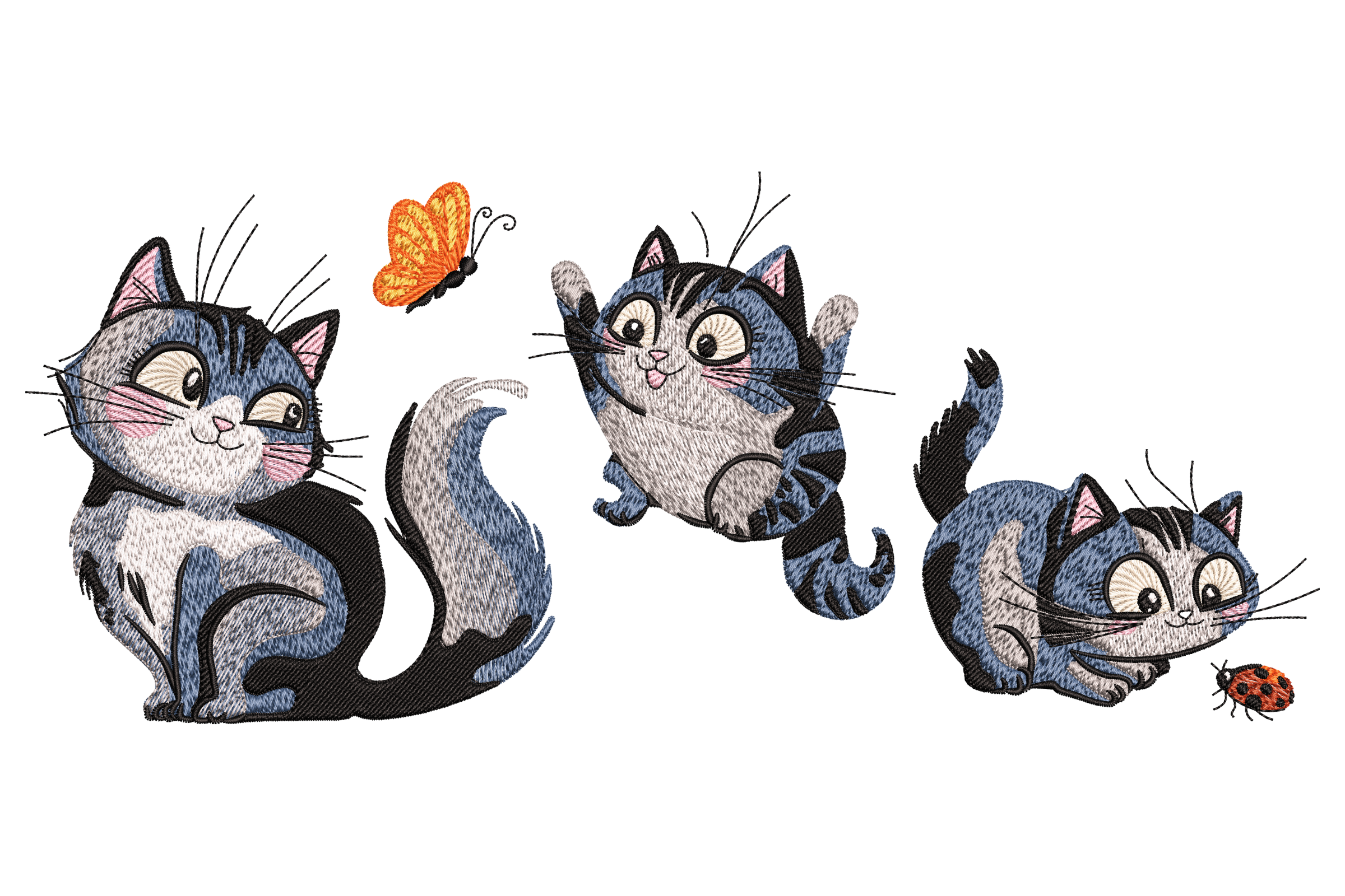 Free Cartoon Kittens Embroidery Design