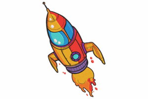 Cartoon Rocket Embroidery Design