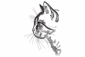 Cat Side Profile Embroidery Design